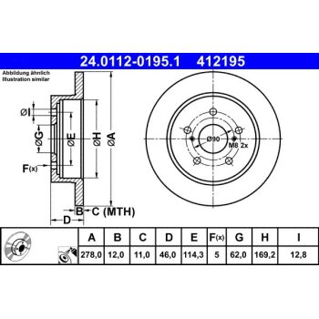 ATE Bremsscheibe 24.0112-0195.1 - 24011201951 für...