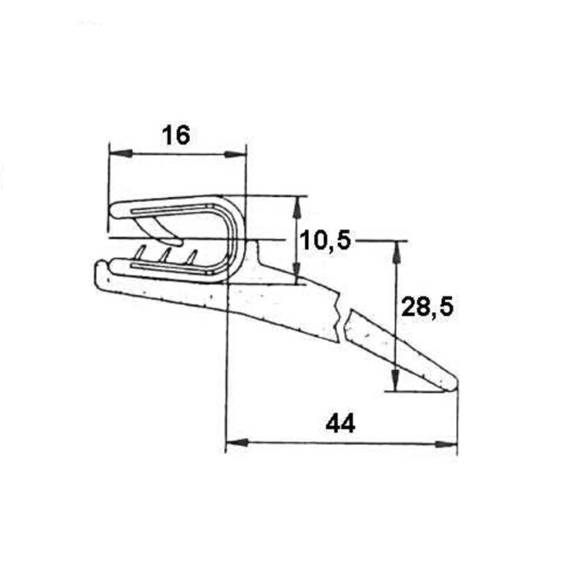 Dichtprofil passend für Verdeck und Verdeckmittelteile passend für Fahrzeugscheiben - Klemmbereich 2-4mm - GF500530 GF501026 - 5m