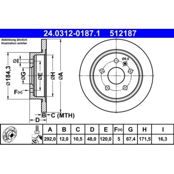 ATE Bremsscheibe 24.0312-0187.1 - 24031201871 für...
