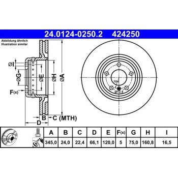 ATE Bremsscheibe 24.0124-0250.2 - 24012402502 für 34...