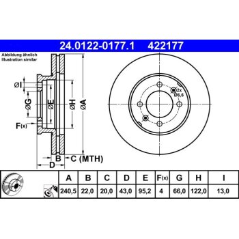 ATE Bremsscheibe 24.0122-0177.1 - 24012201771 für...