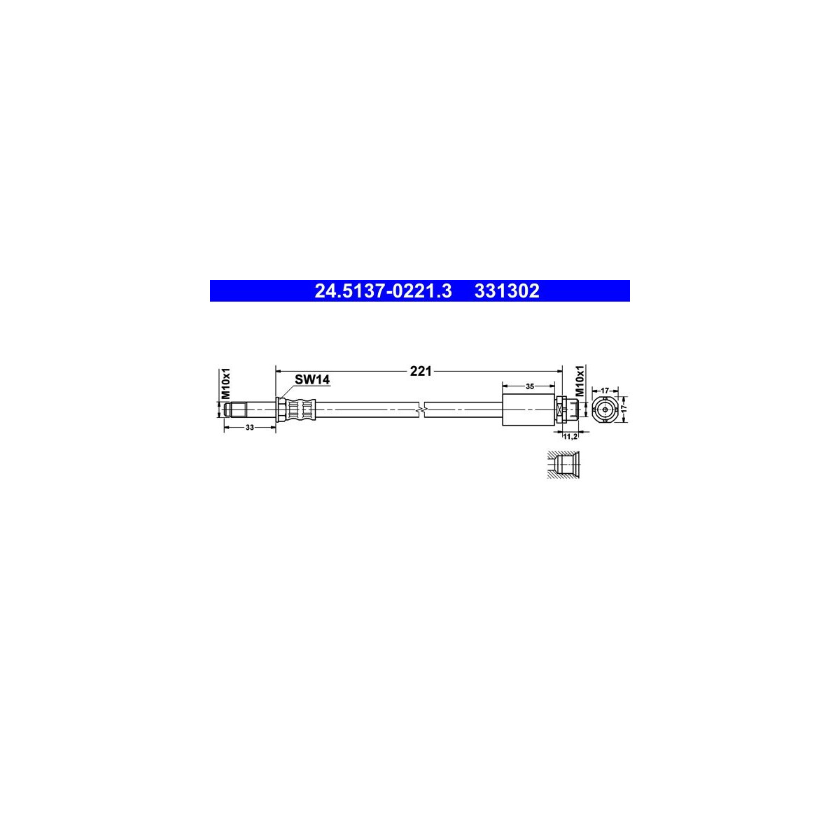 ATE Bremsschlauch 24.5137-0221.3 - 24513702213 für 34 30 6 762 837