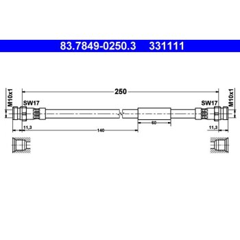 ATE Bremsschlauch 83.7849-0250.3 - 83784902503 für...
