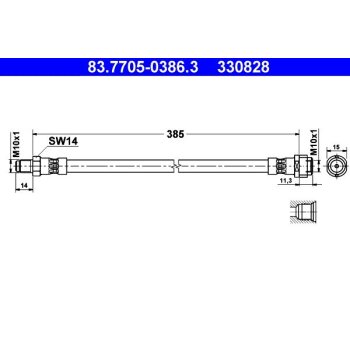 ATE Bremsschlauch 83.7705-0386.3 - 83770503863 für...