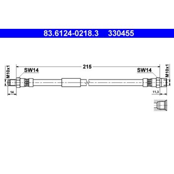 ATE Bremsschlauch 83.6124-0218.3 - 83612402183 für...