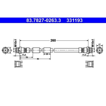 ATE Bremsschlauch 83.7827-0263.3 - 83782702633 für...