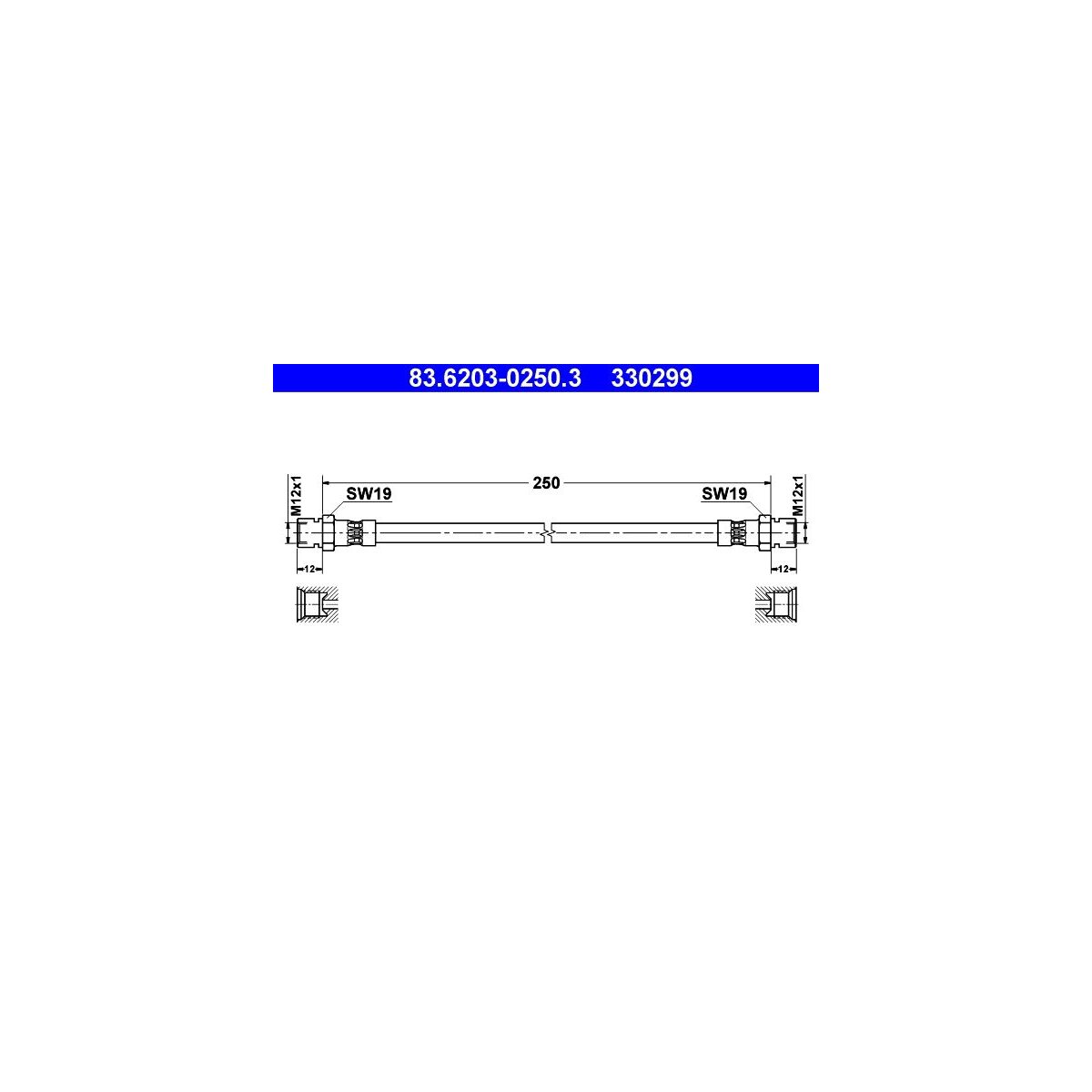 ATE Bremsschlauch 83.6203-0250.3 - 83620302503 für 0113-2430