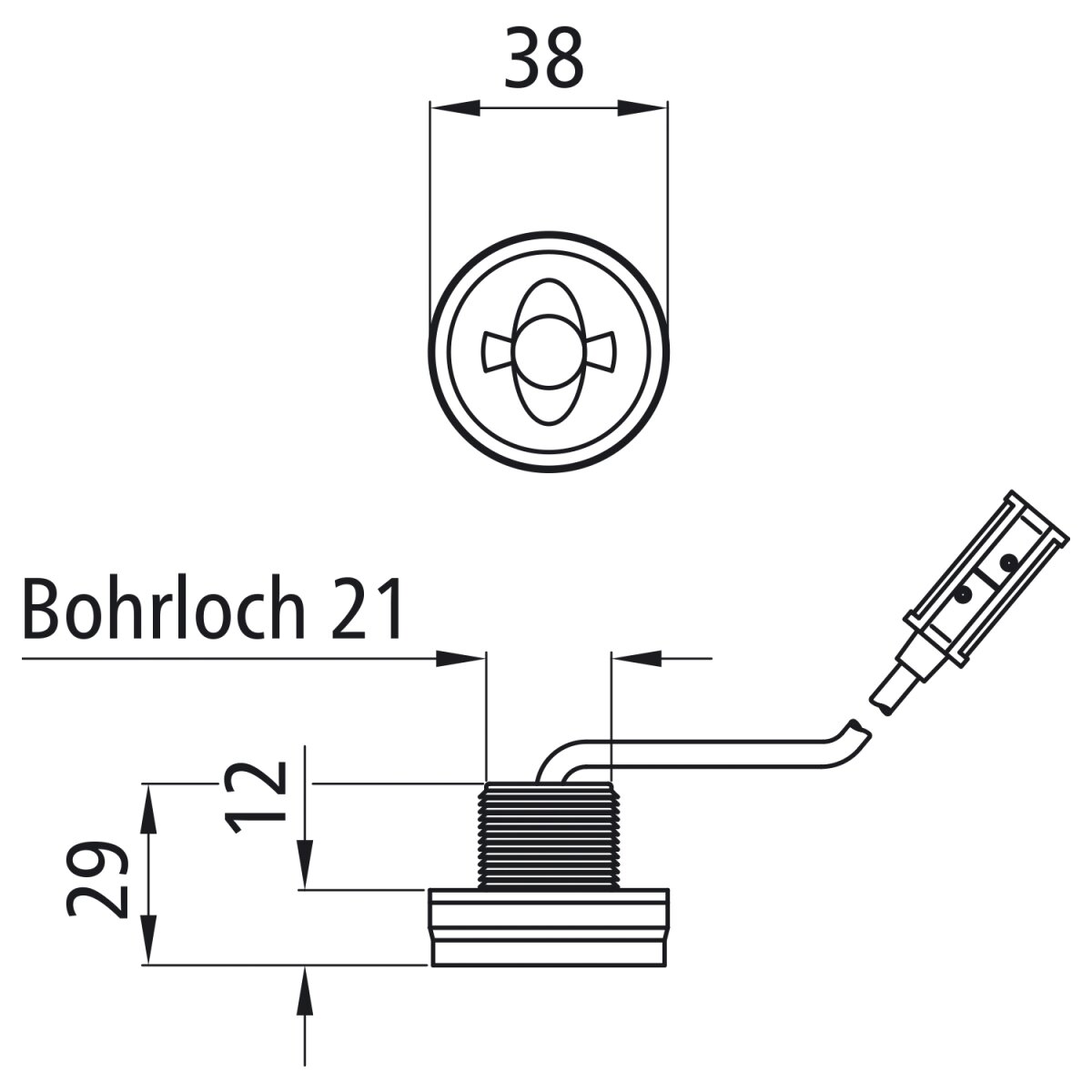 ASPÖCK Monopoint II LED, 12/24 V, Posileuchte rot, flach, 0,50 
