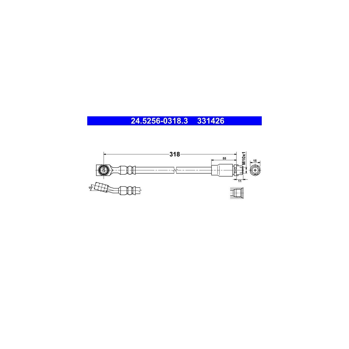 ATE Bremsschlauch 24.5256-0318.3 - 24525603183 für 13335201