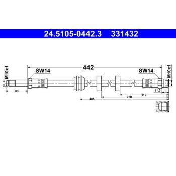 ATE Bremsschlauch 24.5105-0442.3 - 24510504423 für...