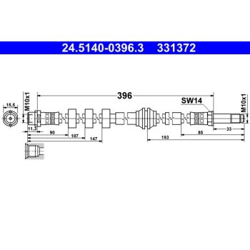 ATE Bremsschlauch 24.5140-0396.3 - 24514003963 für...