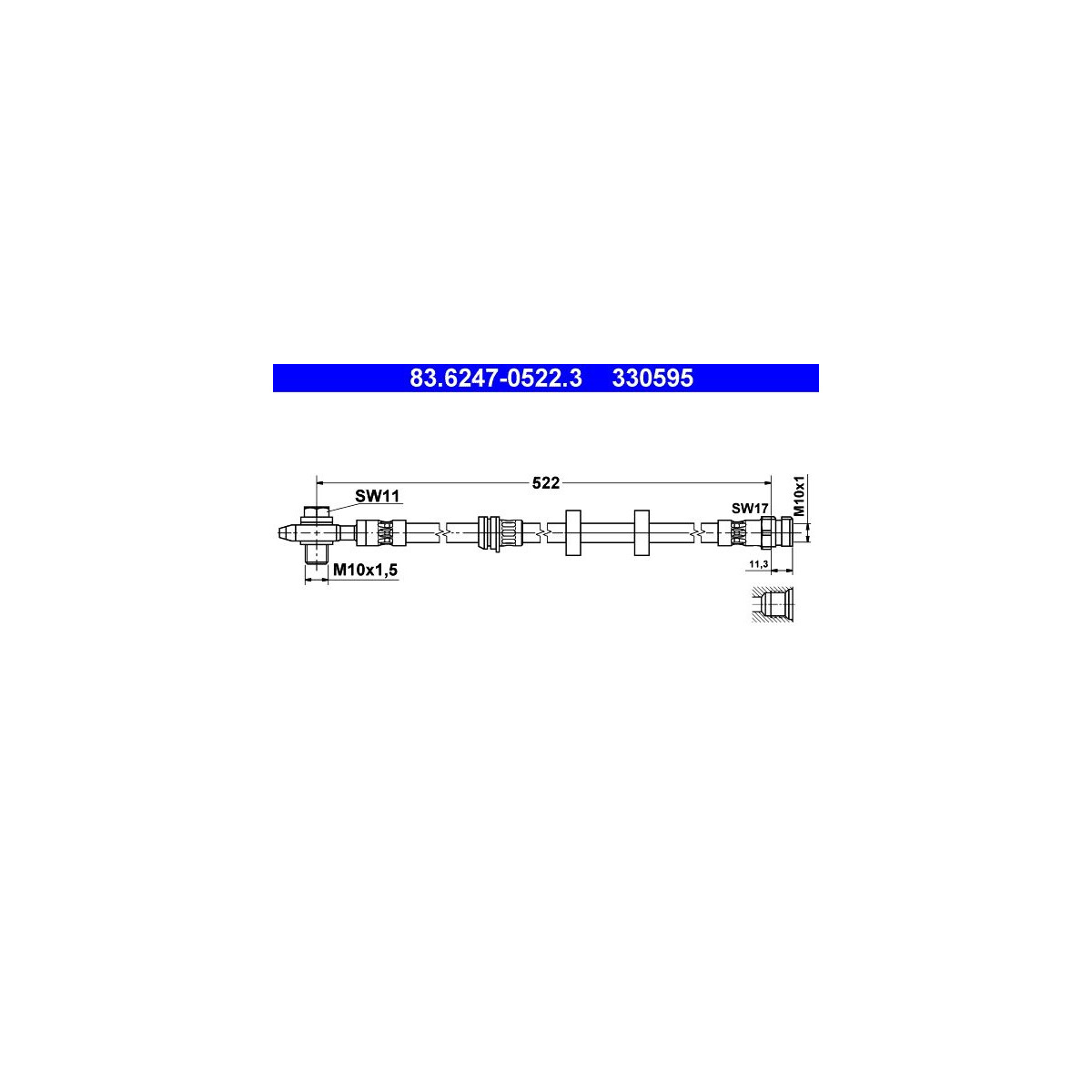 ATE Bremsschlauch 83.6247-0522.3 - 83624705223 für 6Q0 611 701 B