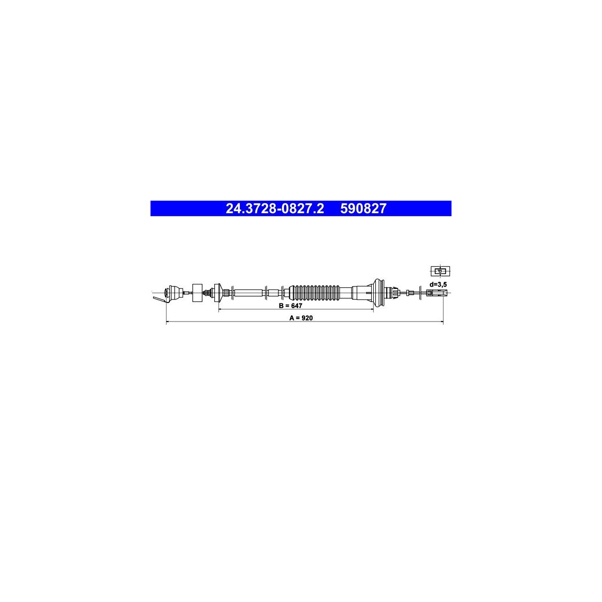 ATE Seilzug, Kupplungsbetätigung 24.3728-0827.2 - 24372808272 für 2150 Y6