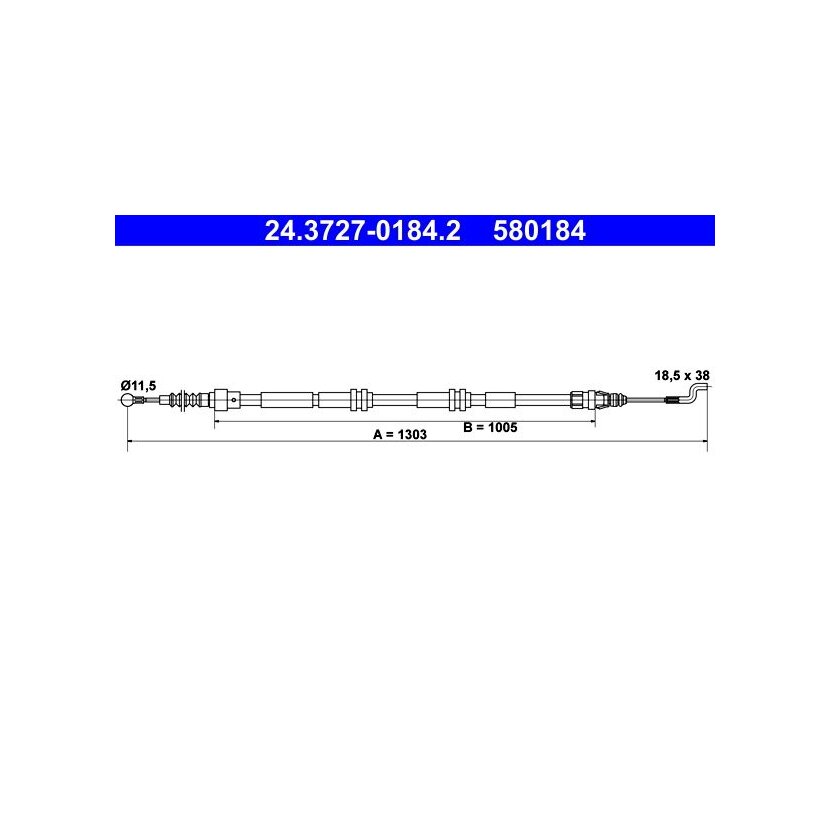 ATE Seilzug, Feststellbremse 24.3727-0184.2 - 24372701842 für 7H0 609 701 D