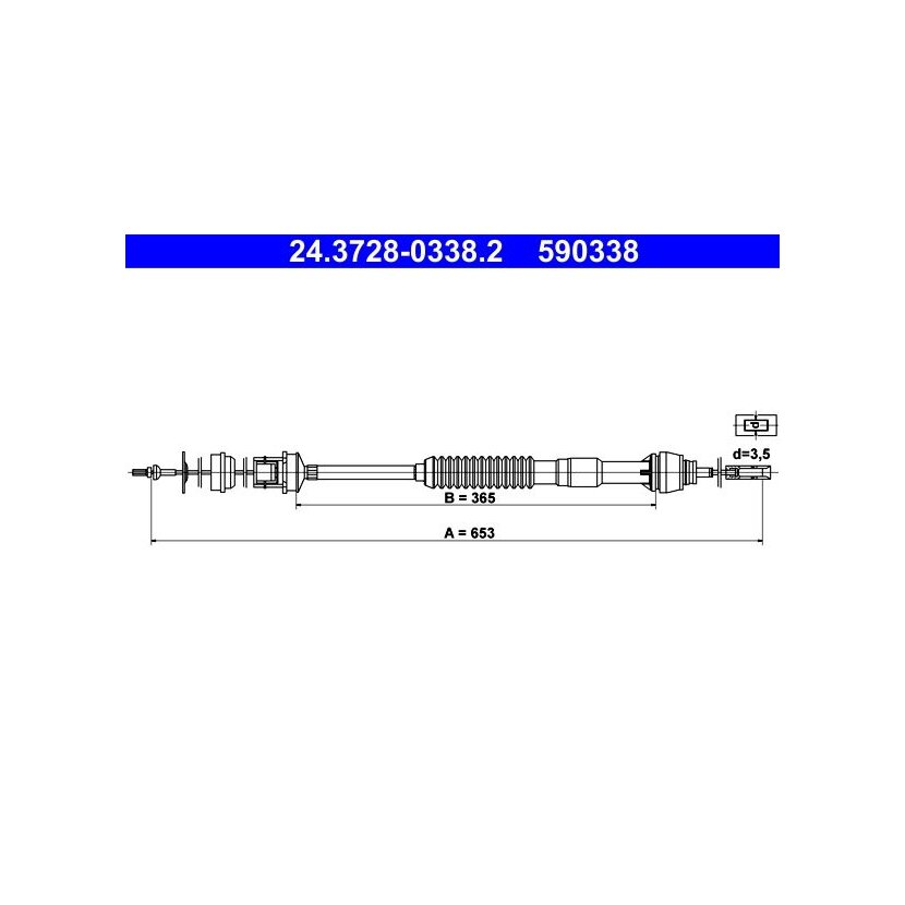 ATE Seilzug, Kupplungsbetätigung 24.3728-0338.2 - 24372803382 für 2150 V1