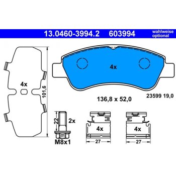 ATE Bremsbelagsatz, Scheibenbremse 13.0460-3994.2 -...