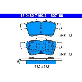 ATE Bremsbelagsatz, Scheibenbremse 13.0460-7160.2 -...