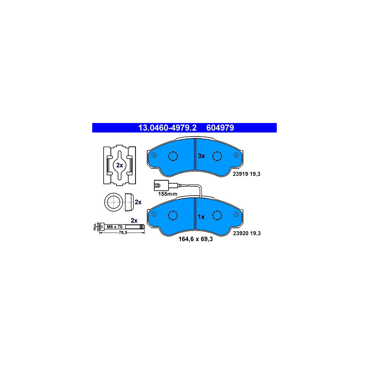 ATE Bremsbelagsatz, Scheibenbremse 13.0460-4979.2 - 13046049792 für 4252 45