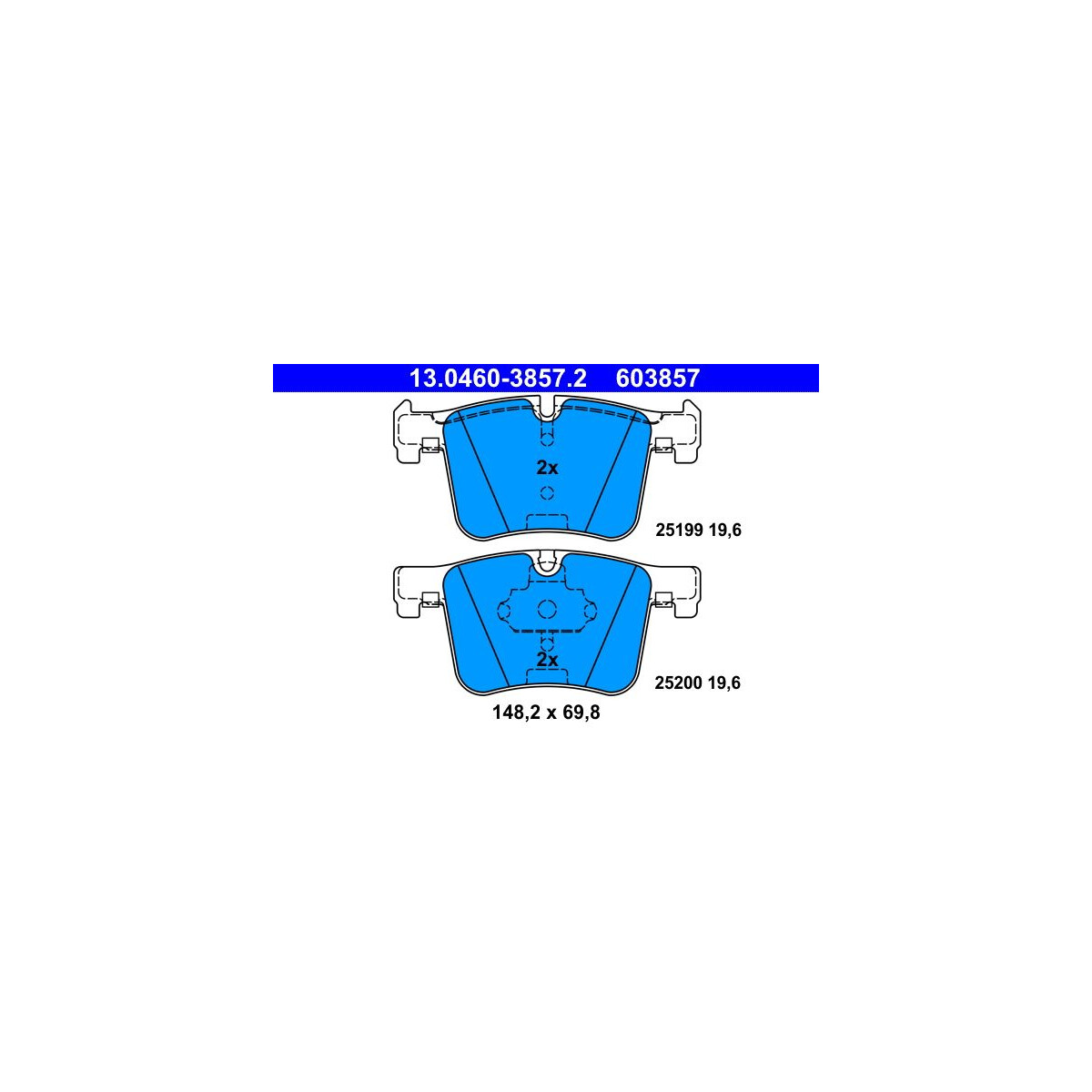ATE Bremsbelagsatz, Scheibenbremse 13.0460-3857.2 - 13046038572 für 34 10 6 859 182
