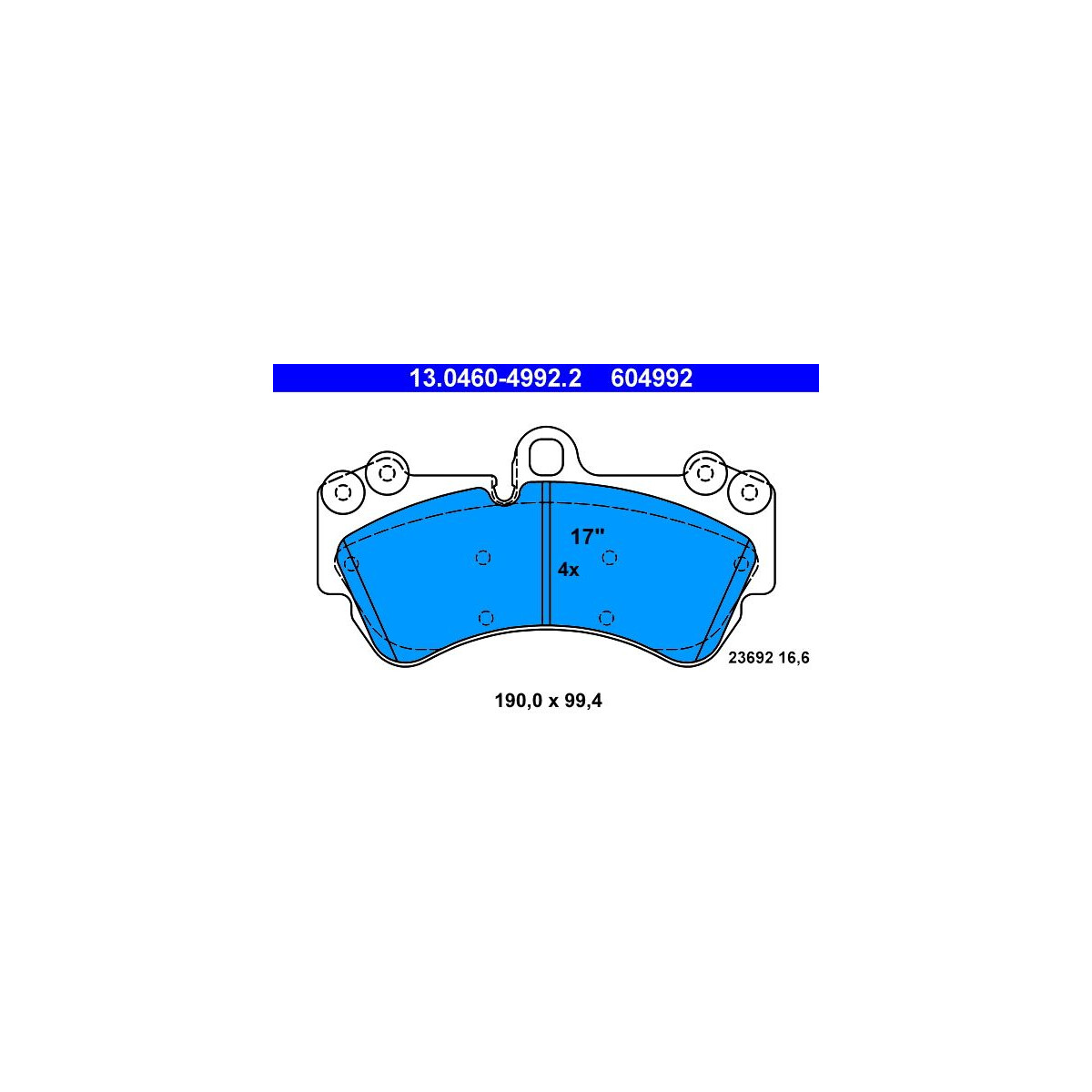 ATE Bremsbelagsatz, Scheibenbremse 13.0460-4992.2 - 13046049922 für A 463 420 55 00
