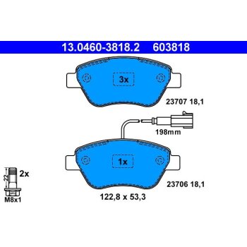ATE Bremsbelagsatz, Scheibenbremse 13.0460-3818.2 -...