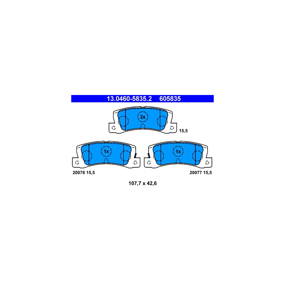 ATE Bremsbelagsatz, Scheibenbremse 13.0460-5835.2 - 13046058352 für 04466-12040