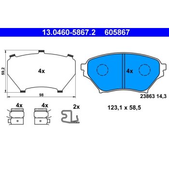 ATE Bremsbelagsatz, Scheibenbremse 13.0460-5867.2 -...