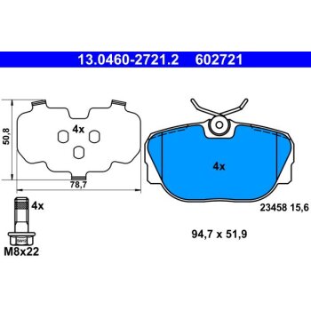 ATE Bremsbelagsatz, Scheibenbremse 13.0460-2721.2 -...