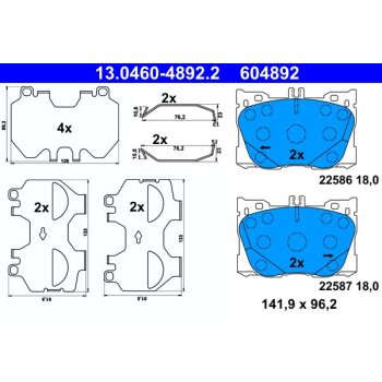 ATE Bremsbelagsatz, Scheibenbremse 13.0460-4892.2 -...