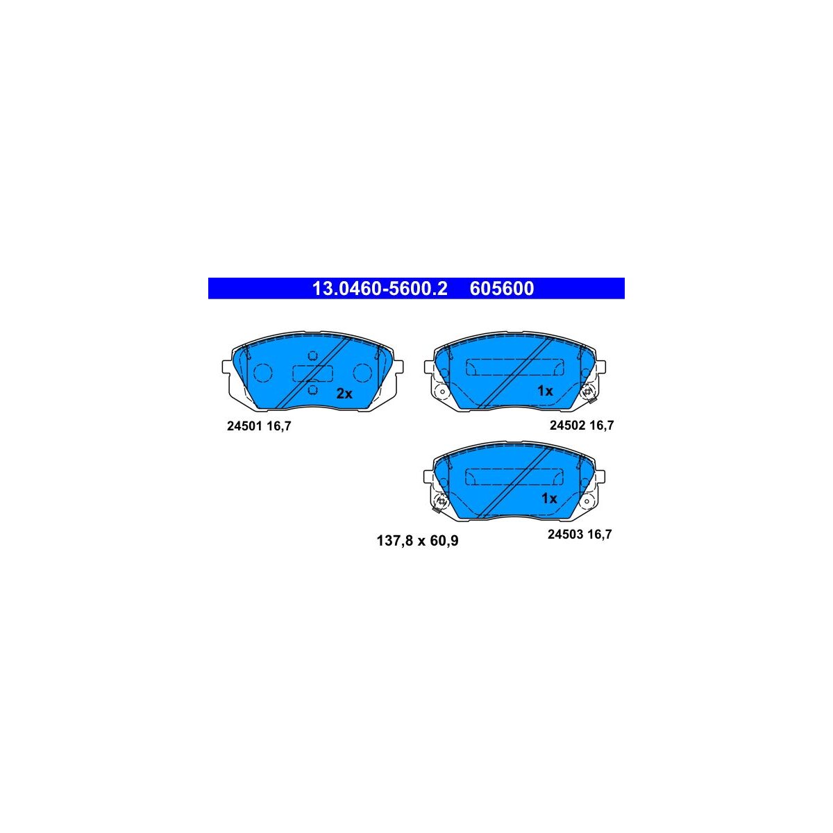 ATE Bremsbelagsatz, Scheibenbremse 13.0460-5600.2 - 13046056002 für 58101-2SA70