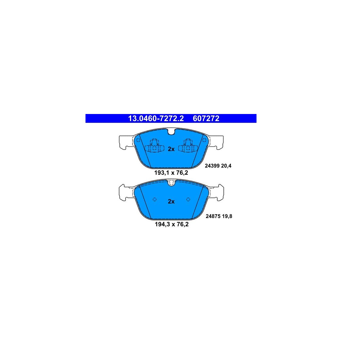 ATE Bremsbelagsatz, Scheibenbremse 13.0460-7272.2 - 13046072722 für 30793943