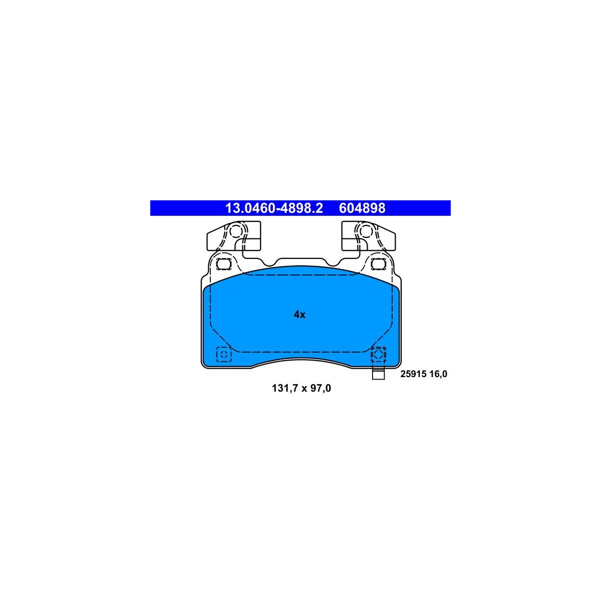 ATE Bremsbelagsatz, Scheibenbremse 13.0460-4898.2 - 13046048982 für 23441307