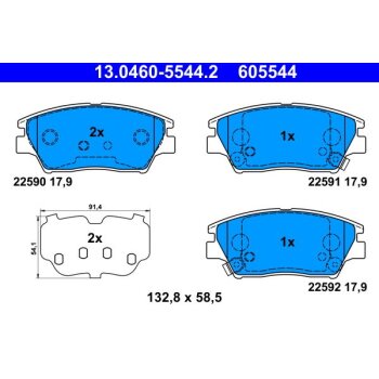 ATE Bremsbelagsatz, Scheibenbremse 13.0460-5544.2 -...