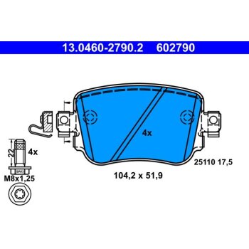 ATE Bremsbelagsatz, Scheibenbremse 13.0460-2790.2 -...