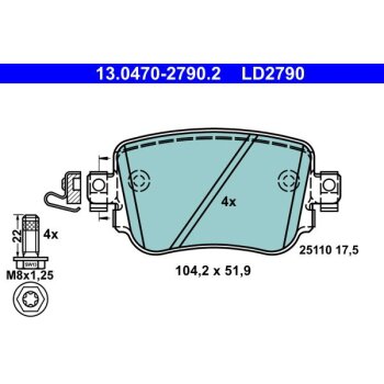 ATE Bremsbelagsatz, Scheibenbremse 13.0470-2790.2 -...