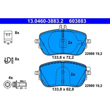 ATE Bremsbelagsatz, Scheibenbremse 13.0460-3883.2 -...