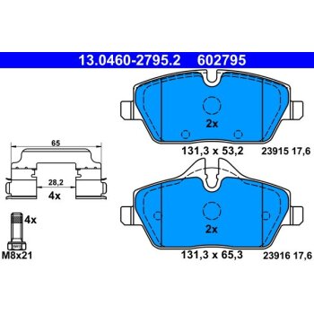 ATE Bremsbelagsatz, Scheibenbremse 13.0460-2795.2 -...
