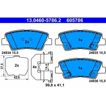 ATE Bremsbelagsatz, Scheibenbremse 13.0460-5786.2 -...
