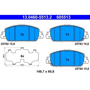 ATE Bremsbelagsatz, Scheibenbremse 13.0460-5513.2 -...