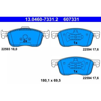 ATE Bremsbelagsatz, Scheibenbremse 13.0460-7331.2 -...