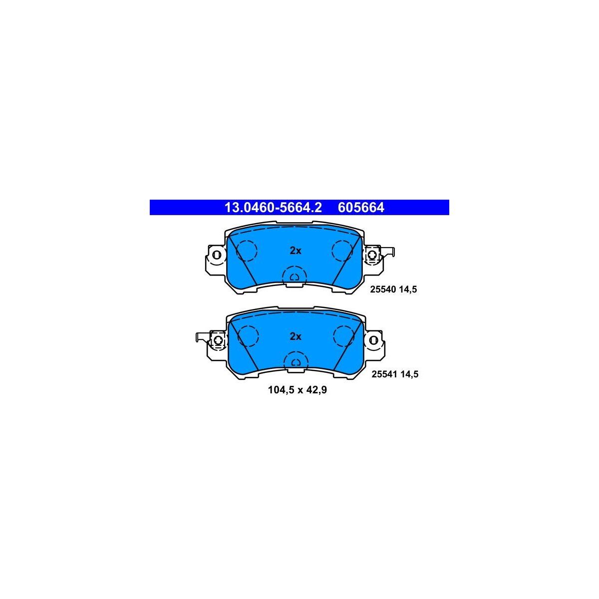 ATE Bremsbelagsatz, Scheibenbremse 13.0460-5664.2 - 13046056642 für K0Y1-26-48ZA