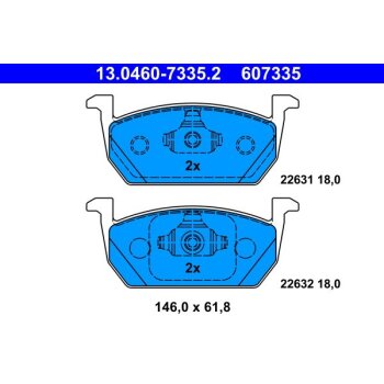 ATE Bremsbelagsatz, Scheibenbremse 13.0460-7335.2 -...