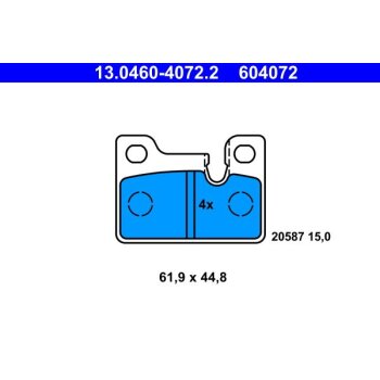 ATE Bremsbelagsatz, Scheibenbremse 13.0460-4072.2 -...