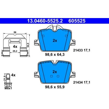 ATE Bremsbelagsatz, Scheibenbremse 13.0460-5525.2 -...