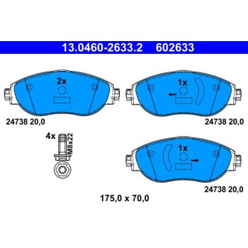 ATE Bremsbelagsatz, Scheibenbremse 13.0460-2633.2 -...
