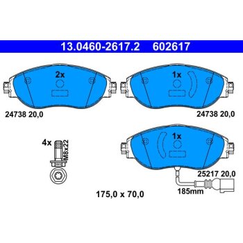 ATE Bremsbelagsatz, Scheibenbremse 13.0460-2617.2 -...