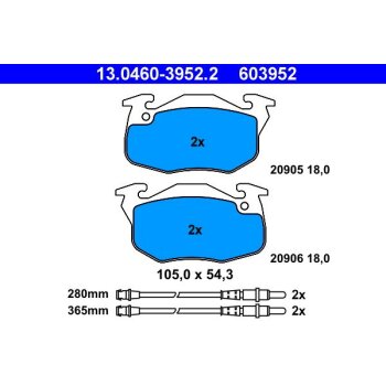 ATE Bremsbelagsatz, Scheibenbremse 13.0460-3952.2 -...