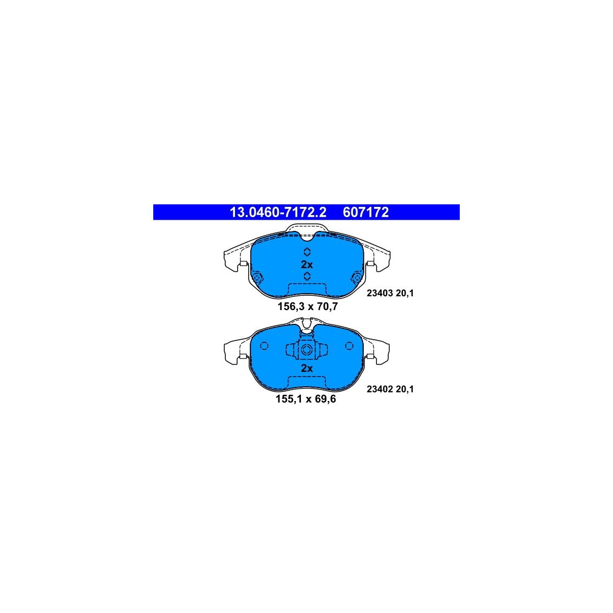 ATE Bremsbelagsatz, Scheibenbremse 13.0460-7172.2 - 13046071722 für 77363604