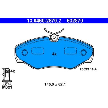ATE Bremsbelagsatz, Scheibenbremse 13.0460-2870.2 -...