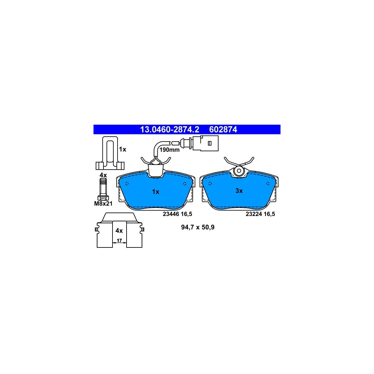 ATE Bremsbelagsatz 13046029582 - Scheibenbremsen Für VW Golf III & Passat